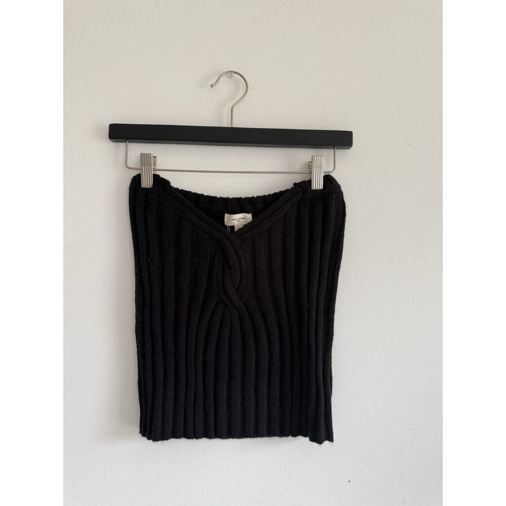 ⿠Atelier Evène Paris Ribbed Knit Skirt Black S/M Wool Blend Paris Designer